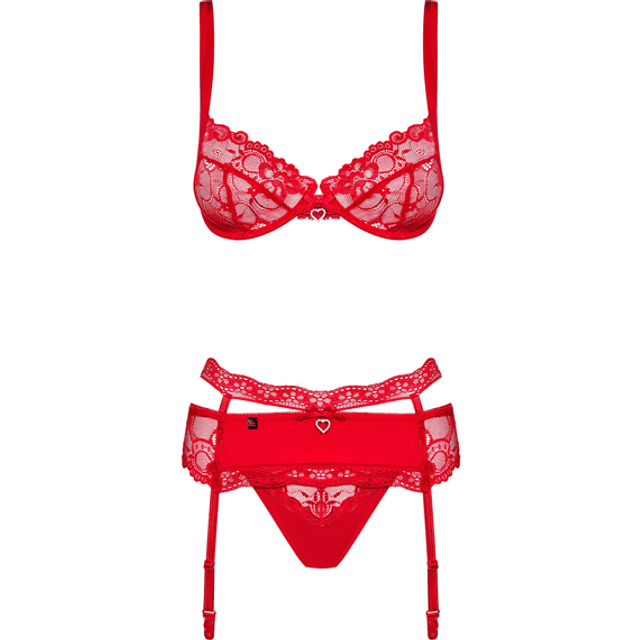 Obsessive Heartina Bra, Garter Belt, Thong