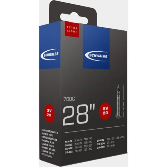 Schwalbe SV20EL lättviktsrör presta 60 mm ventil – 27 x 1,00-28 x 1,00 tum, 700 x 18–25 C