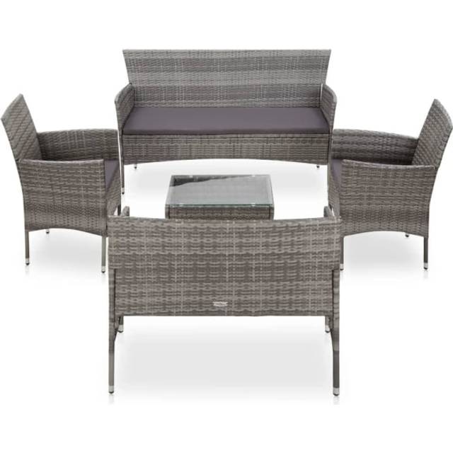 Loungegrupp med dynor 5 delar konstrotting svart