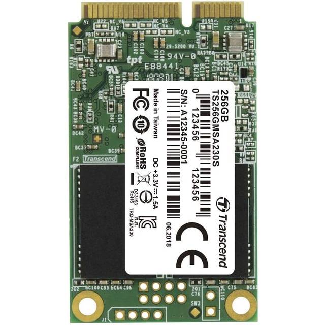 Transcend MSA230S 256GB SATA III 6Gb/s mSATA Internal Solid State Drive (SSD) 3D TLC NAND (TS256GMSA230S)