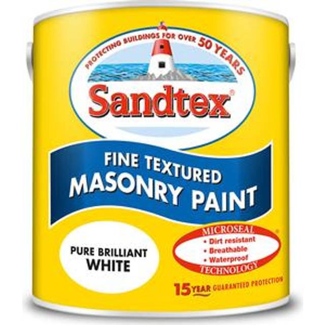 Sandtex Microseal Textured Masonry Paint, Pure Brilliant White 2.5L, 15 Years Protection , Paints, Wall and Ceiling Paints