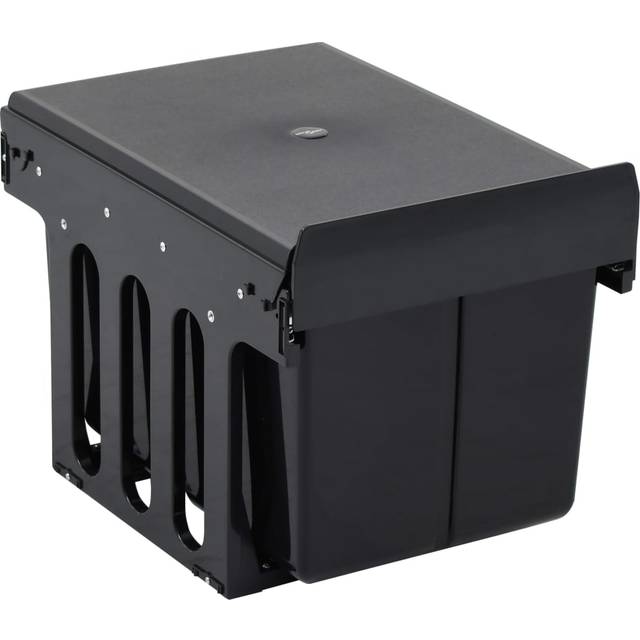 vidaXL Kitchen Cupboard Pull-out Dustbin Soft-Close 36 L - Black
