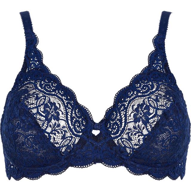 Triumph Womens Amourette 300 High Apex Bra - Blue Cotton - Size 42B