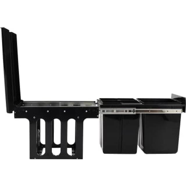 vidaXL Kitchen Cupboard Pull-out Dustbin Soft-Close 48 L - Black