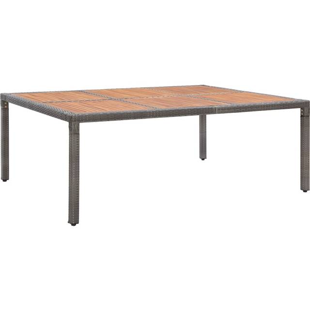 vidaXL Acacia Wood Garden Table Grey Poly Rattan Patio Wooden Dining Table