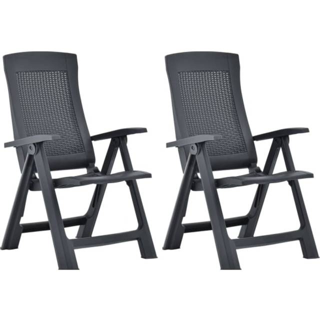 vidaXL Garden Reclining Chairs 2 pcs Plastic Anthracite