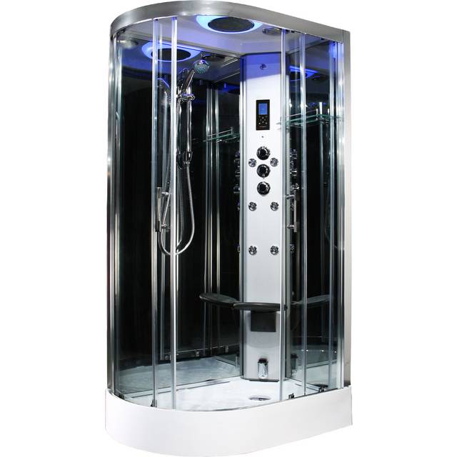 Insignia Chrome Steam Shower Cabin Enclosure Cubicle 1100x700 Offset RH Quadrant