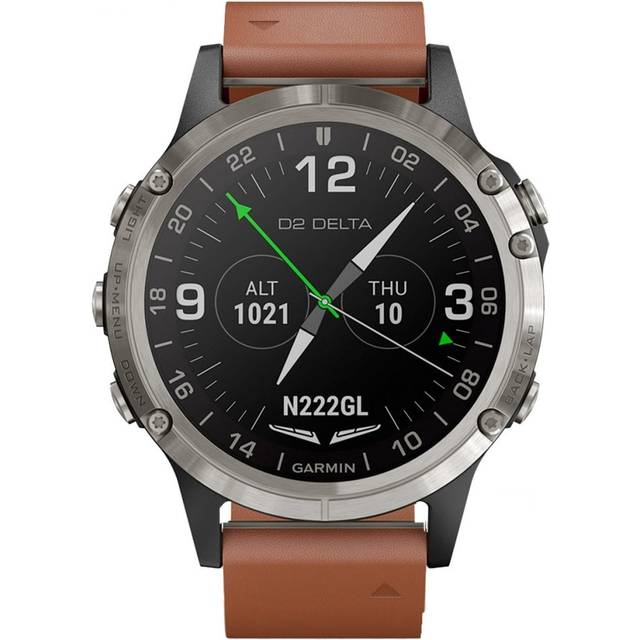 Garmin Watch D2 Delta Aviator Watch Brown Leather Band - Black