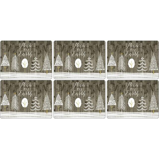 Wooden White Christmas Bordsunderlägg 6-pack