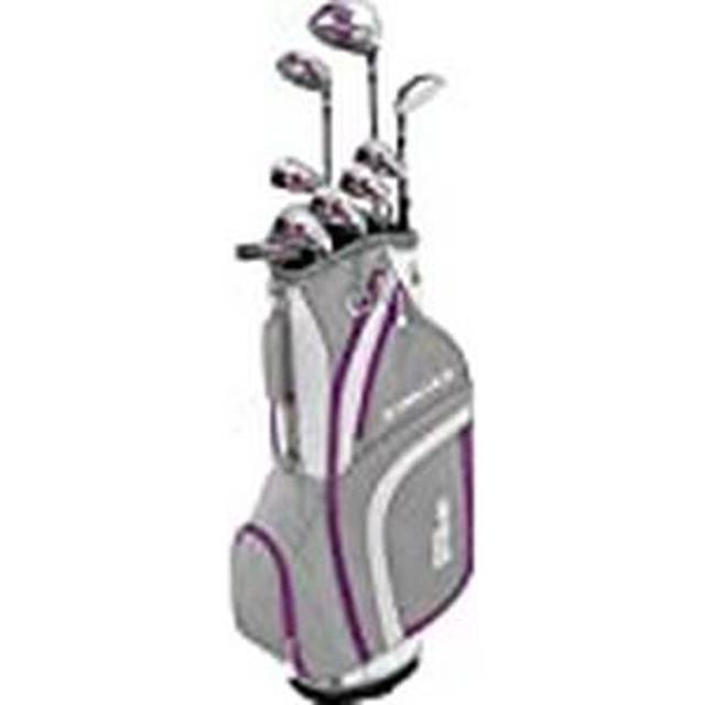 Wilson start-rAmazon exklusiv uppsättning, 9 golfklubbor med kartväska, kvinnor, högerhänt, stretch XL, vit/grå/violett, WGG157554