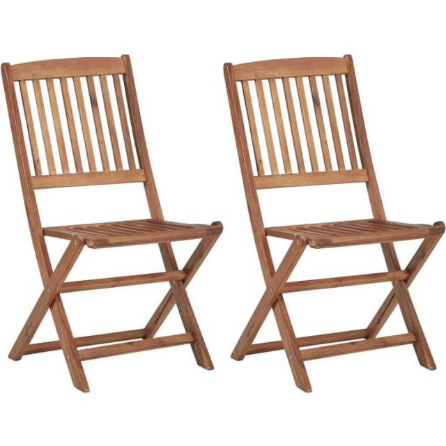 vidaXL Folding Outdoor Chairs 2 pcs Solid Acacia Wood - Grey