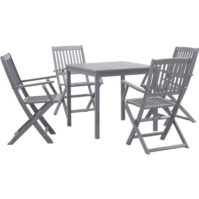 Vidaxl 5 Piece Garden Dining Set Solid Acacia Wood Grey