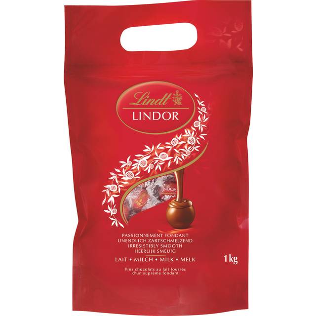Lindt Lindor Milk Chocolate Truffles Bag - Approx 80 balls, 1kg - Chocolate Truffles with a Smooth Melting Filling - Gift Present or Sharing Box