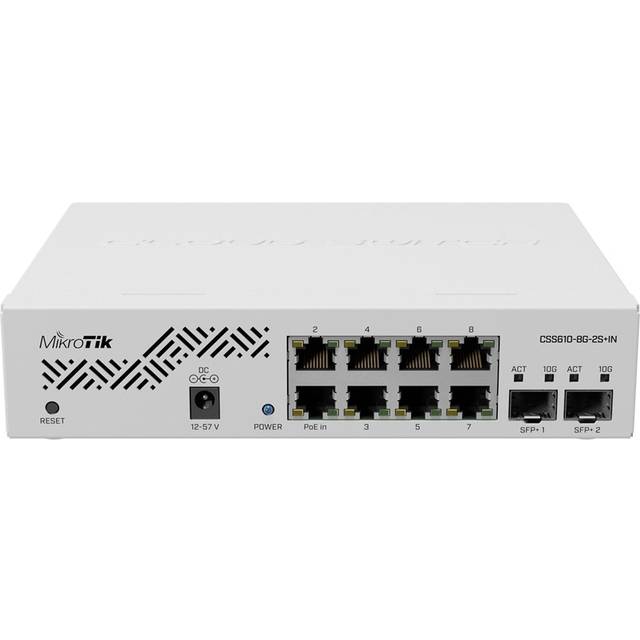 Mikrotik CSS610-8G-2S+in nätverksswitchar Gigabit Ethernet (10/100/1000) Strömförsörjning via denna port (PoE) stöd Vit