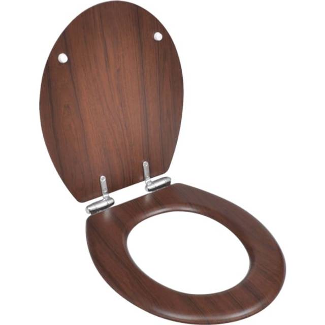 vidaXL Toilet Seats with Soft Close Lids 2 pcs MDF Brown