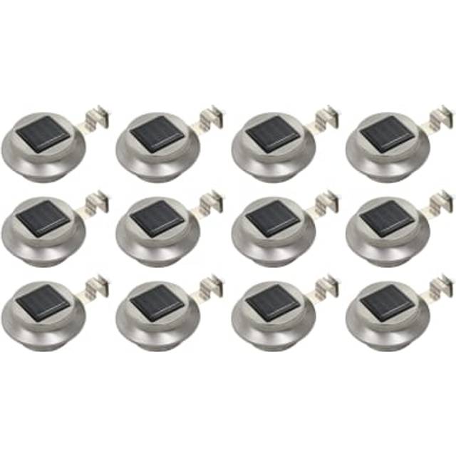 vidaXL Outdoor Solar Lamps 12 pcs LED Round 12 cm White - Silver