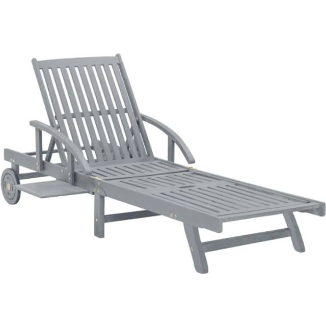vidaXL Garden Sun Lounger Grey Solid Acacia Wood