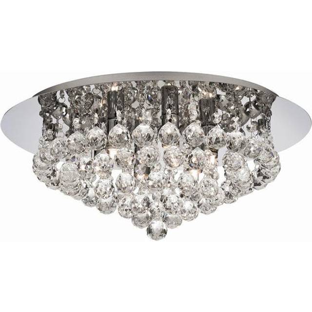 Searchlight 3406-6CC Hanna 6 Light Chrome Flush Clear Crystal Balls