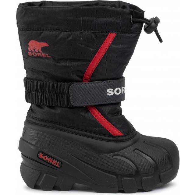 Sorel unisex – barn Flurry Boot Vinterkängor, Black Bright Red Toddler Collection 2023, 27 EU