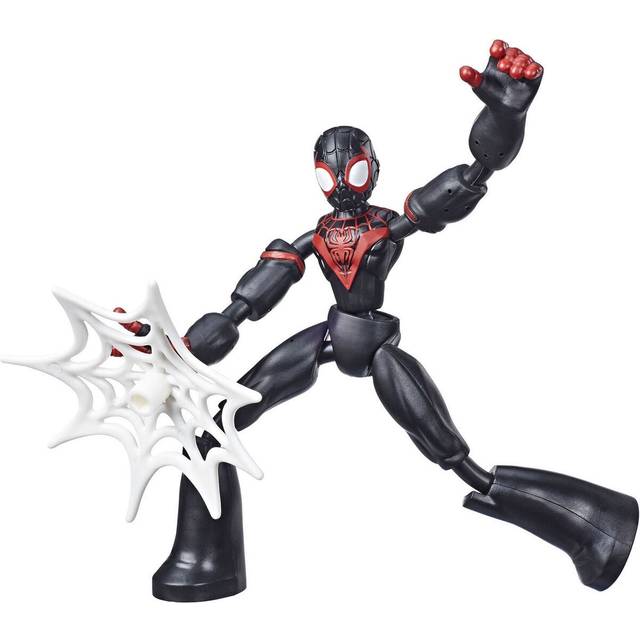 Marvel Spider-Man Bend and Flex Miles Morales Action Figure Toy, 15-cm Flexible Figure, Includes Web Accessory, For Children Aged 6 and Up
