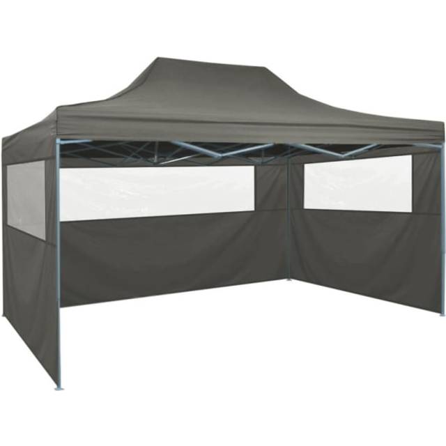 vidaXL Professional Folding Party Tent with 3 Sidewalls 3x4 m Steel Blue