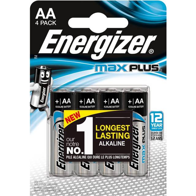 Energizer Alkaline Batteries Max Plus AA LR6 2550 mAh 1.5V Pack of 4