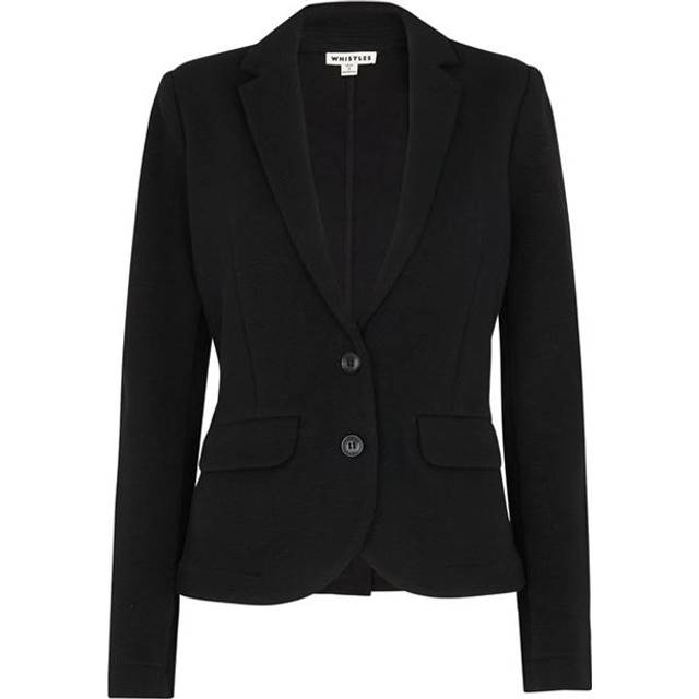 Whistles Black Slim Soft Cotton Jersey Jacket - 14, BLACK