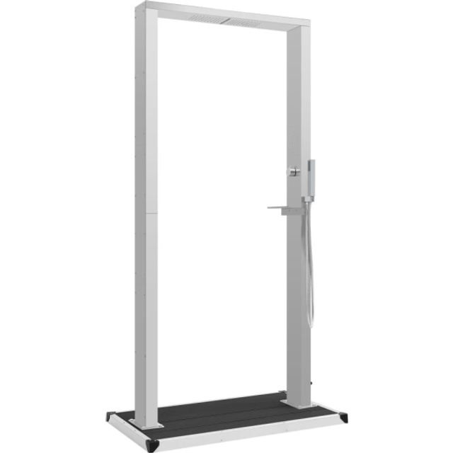 vidaXL Outdoor Shower with Tray WPC Stainless Steel - grey
