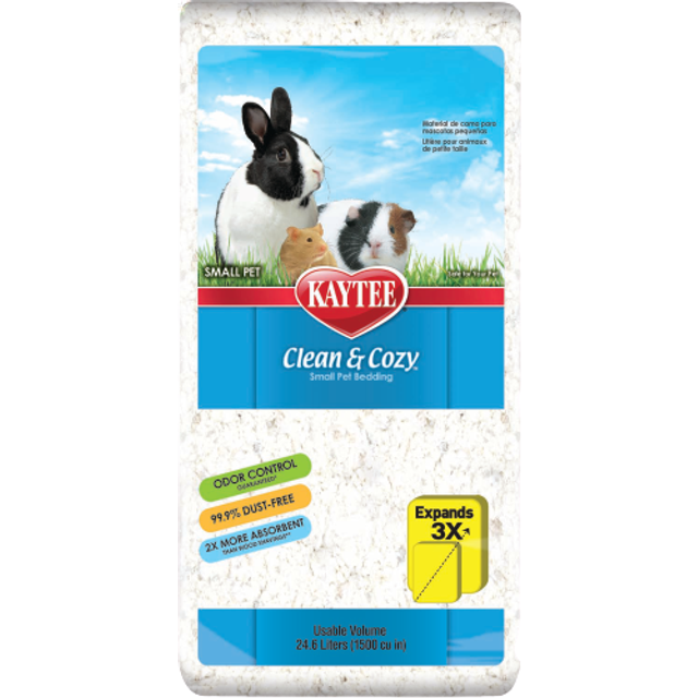 Kaytee Clean & Cozy Strö med luktkontroll för smådjur som möss, ökenråttor, gnagare, hamster, kanin, superabsorberande pappersströ, 99,9% dammfritt, vitt, 24,6 liter