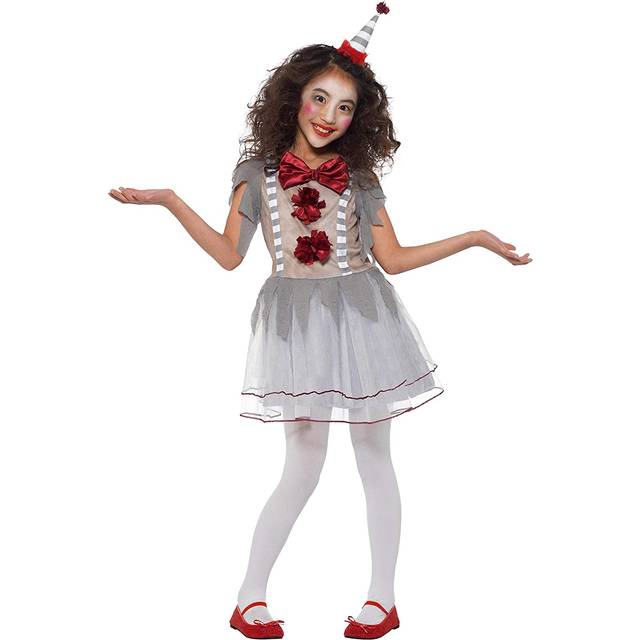 (Small) Kids Vintage Clown Girl IT Pennywise Costume | Halloween