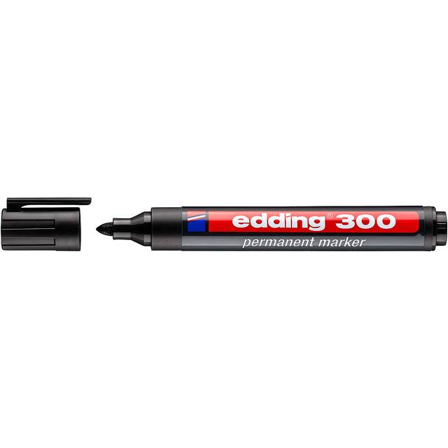 edding 300 Permanent Marker Medium Bullet 3 mm Black Refillable Water Resistant Pack of 10
