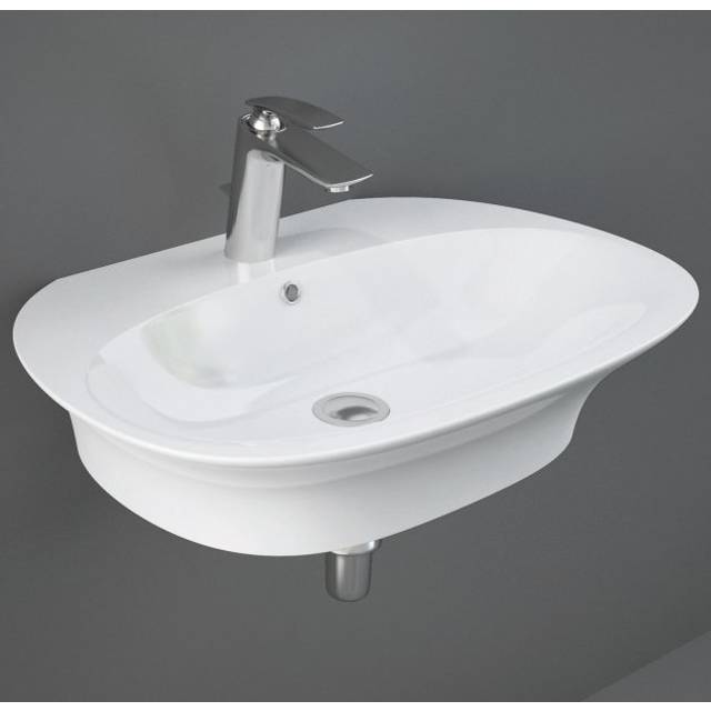 RAK Sensation Wall Hung Basin 650mm Wide 1 Tap HoleWhite Please Select Size: 650mm