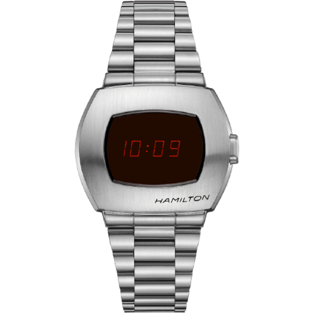 HAMILTON American Classic PSR QTZ SS Digital Men's Watch H52414130 - Silver - 40.8 mm x 34.7 mm