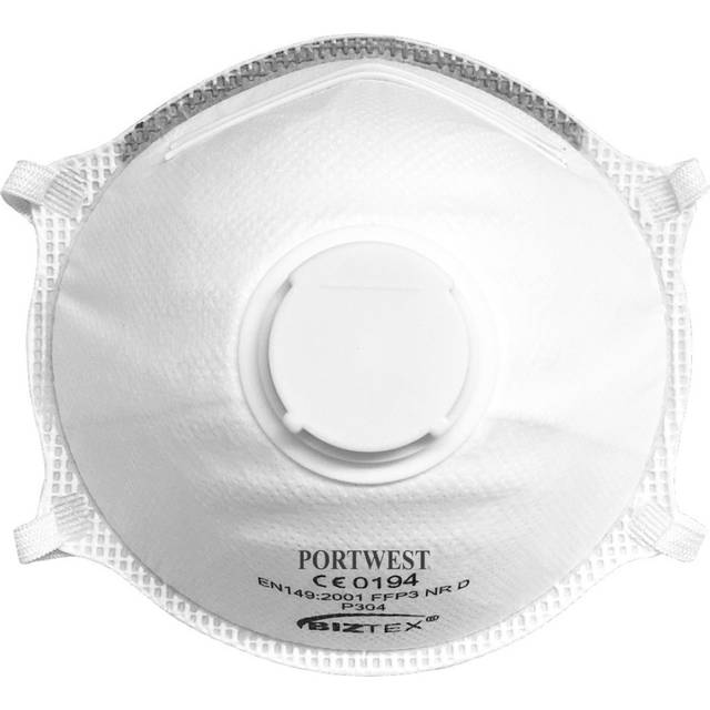 Portwest FFP3 Valved Dolomite Light Cup Respirator P304 Colour: White,