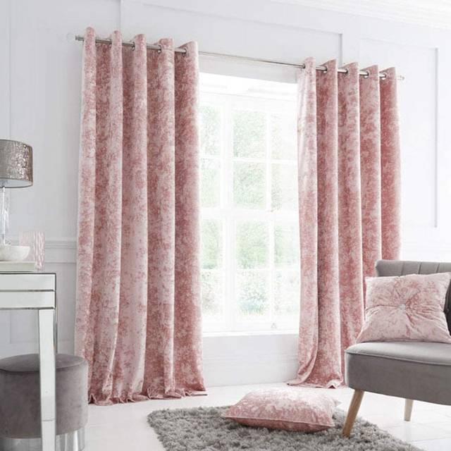 Crushed Velvet Eyelet Sheer Curtains - Blush (168 W x 229 D cm)