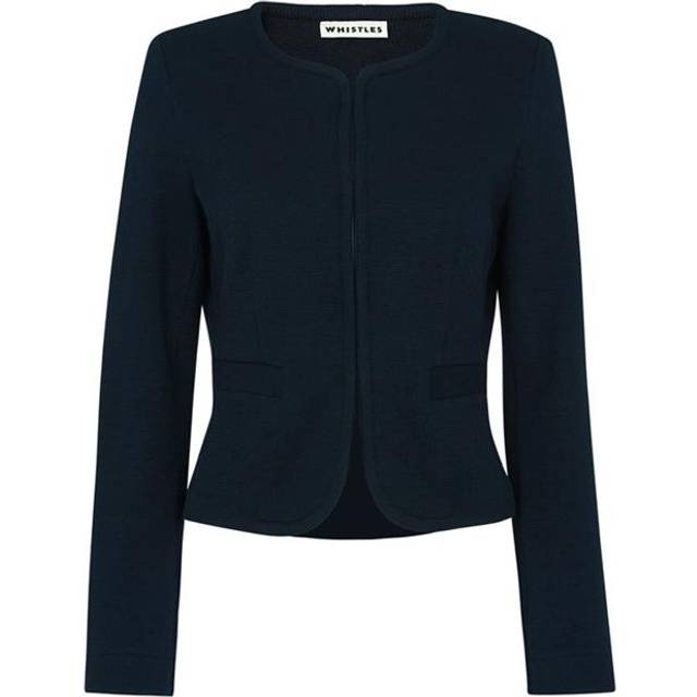 Whistles Collarless Jersey Jacket, Navy