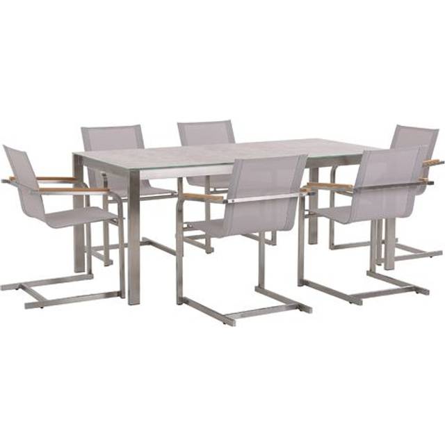 Set of 6 Garden Chairs COSOLETO Stainless Steel Beige