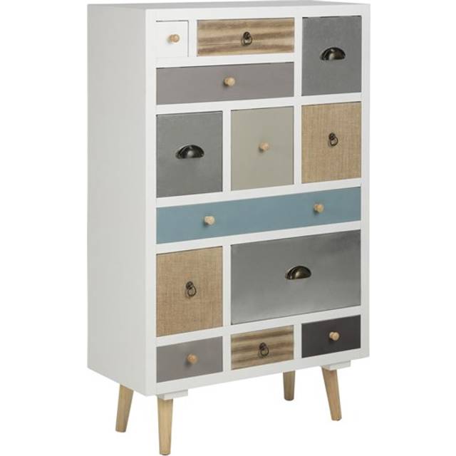 Indoor Furniture Group Thais White Shabby Chic Multi Coloured 13 Drawer Chest, Multi