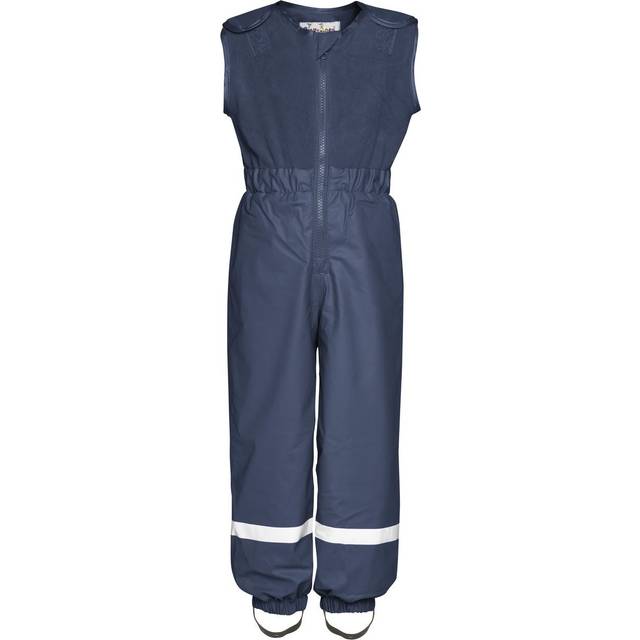 Playshoes unisex barn lerbyxor, regnhängselbyxor, fleecefoder vind och vattentäta byxor regnkläder, Marinblå med fleece haklapp, 98