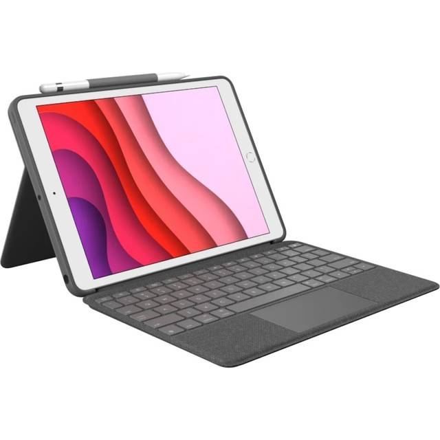 Logitech Combo Touch – tangentbordsfodral för iPad in Grafitgrå, UK English (Qwerty), för iPad (7:e, 8:e och 9:e generationen)