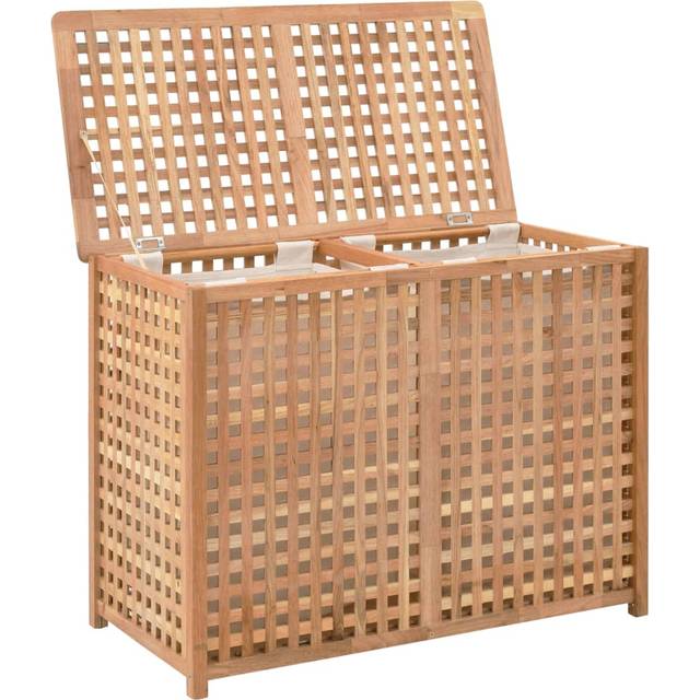 vidaXL Laundry Bin 87.5x46x67 cm Solid Walnut Wood - Brown