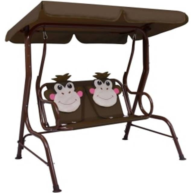 vidaXL Kids Swing Bench Yellow 115x75x110 cm Fabric