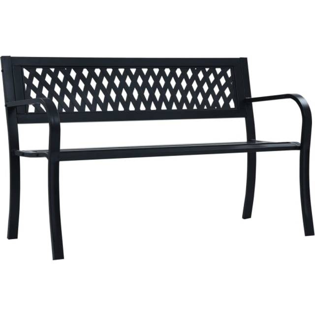 vidaXL Garden Bench 125 cm Black Steel