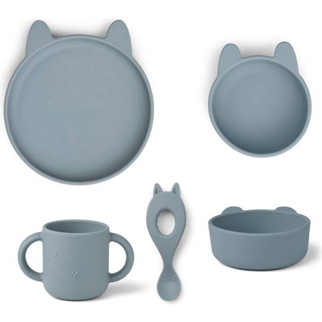 Liewood Rabbit Sea Blue Vivi Animal Shape Silicone Tableware Set of Four 1 Size