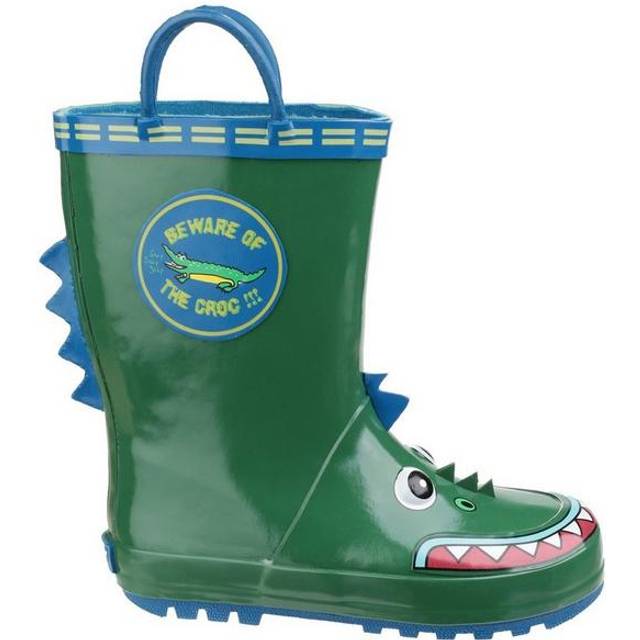 Cotswold Puddle Waterproof Wellington Kids Boys | Crocs  | Crocodile Green  | UK Size 7