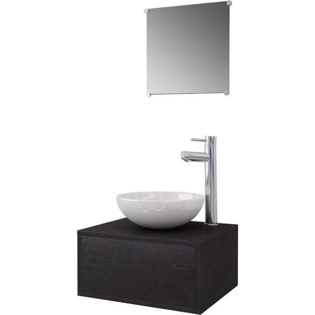 vidaXL Four Piece Bathroom Furniture Set with Basin with Tap Black