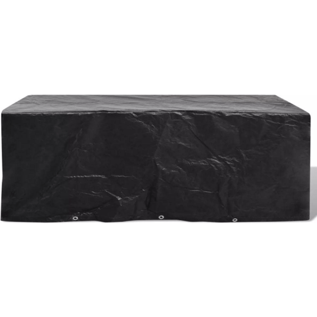 vidaXL Garden Furniture Cover 8 Person Poly Rattan Set 10 Eyelets 229x113cm - Black
