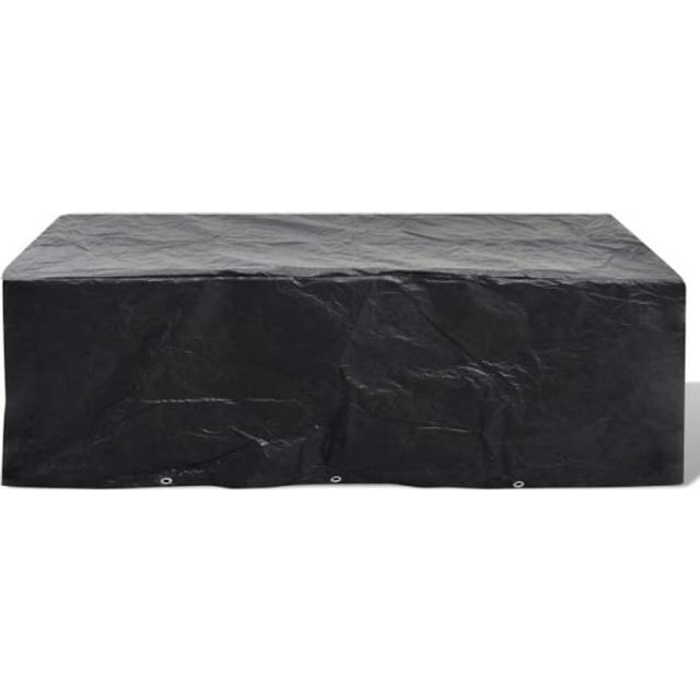 vidaXL Garden Furniture Cover 8 Person Poly Rattan Set 10 Eyelets 300x140cm - Black