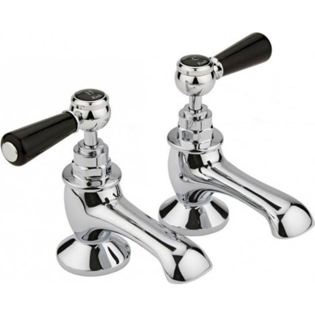 Topaz Black Lever Bath Tap Hexagonal Collar - Hudson Reed