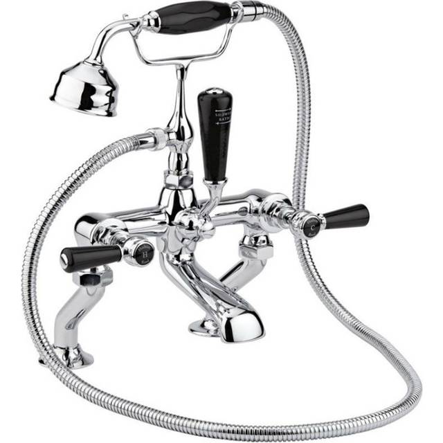 Hudson Reed Topaz Black Lever Hexagonal Collar Bath Shower Mixer Tap &